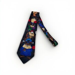 Vtg 1993 TAZ Tazmanian Devil Looney Tunes Mania Black Tie Neck